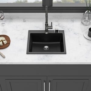 Quartz Kitchen Sink, Granite Composite, Drop In Sink With Durable Design