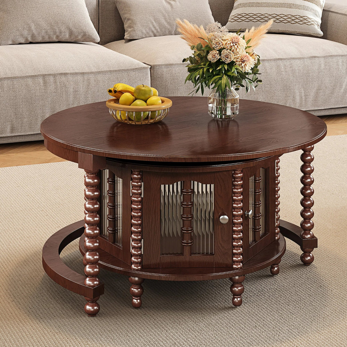 Vintage Round Nesting Coffee Table