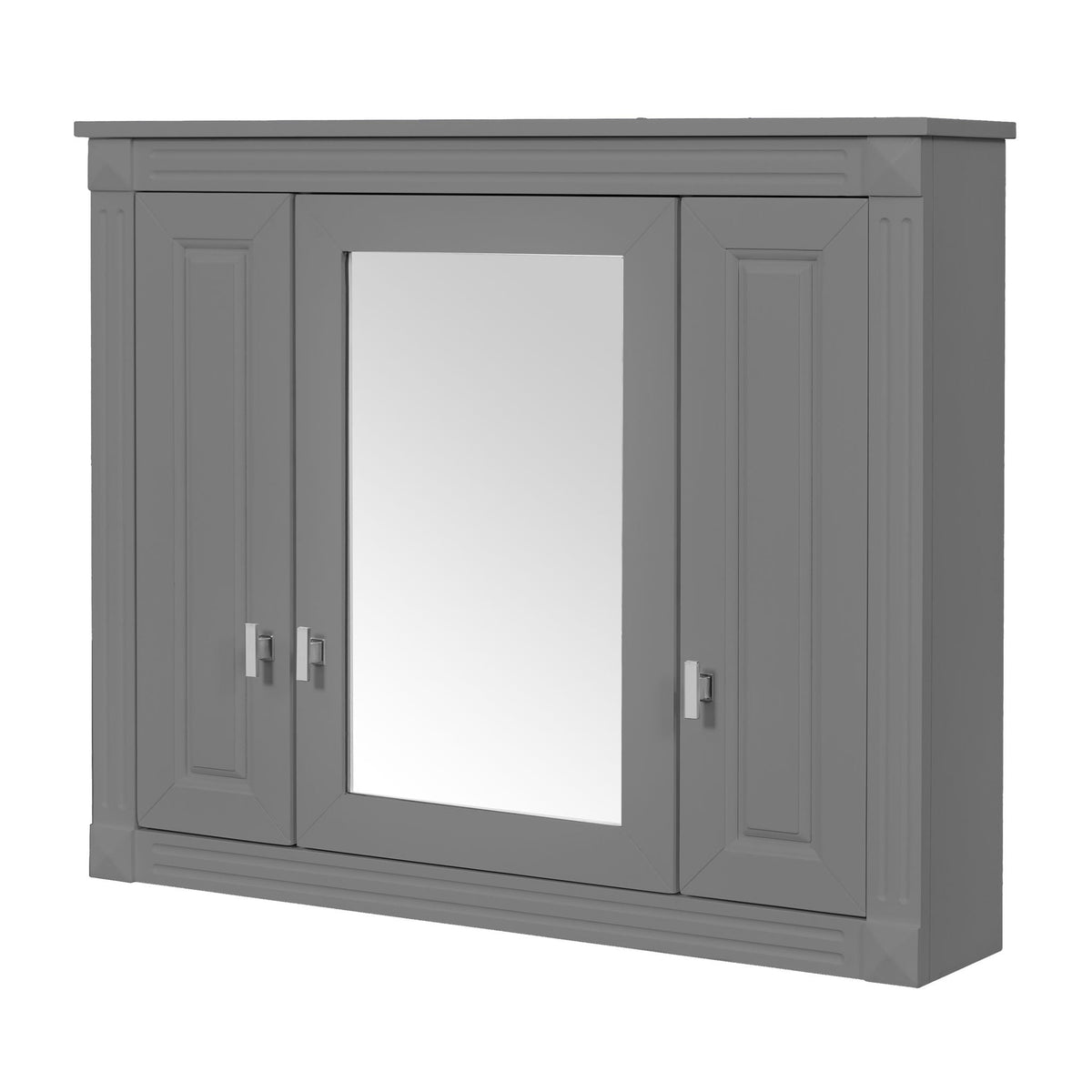 Wall Mounted Bathroom Cabinet with Mirror and 4 Shelves - Gray