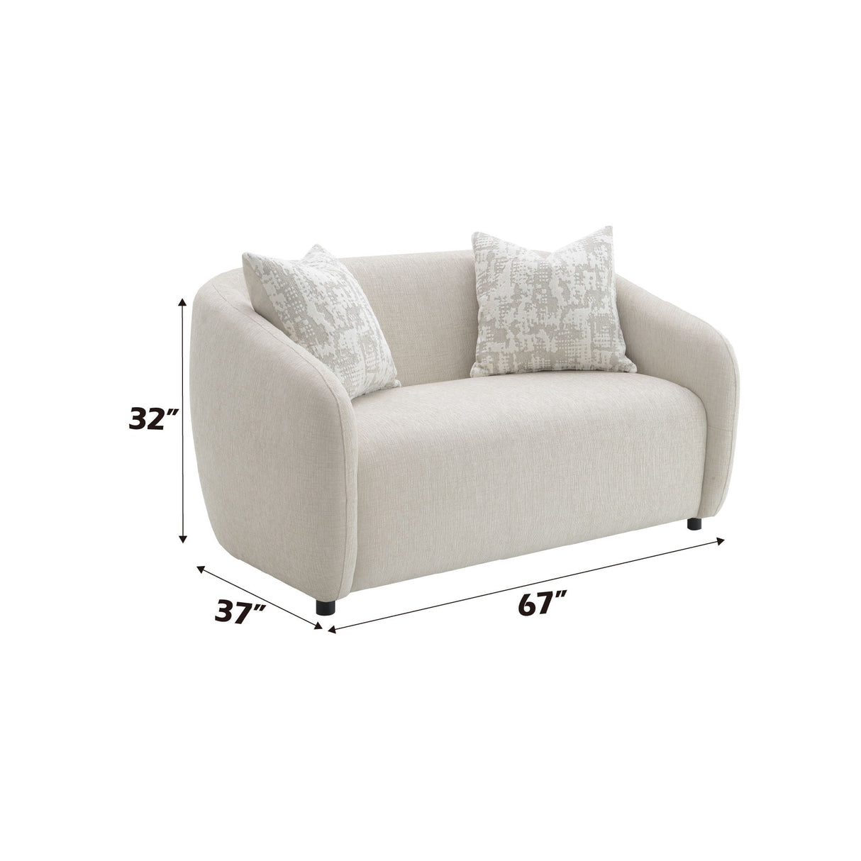 Etienne Loveseat With 3 Pillows - Beige