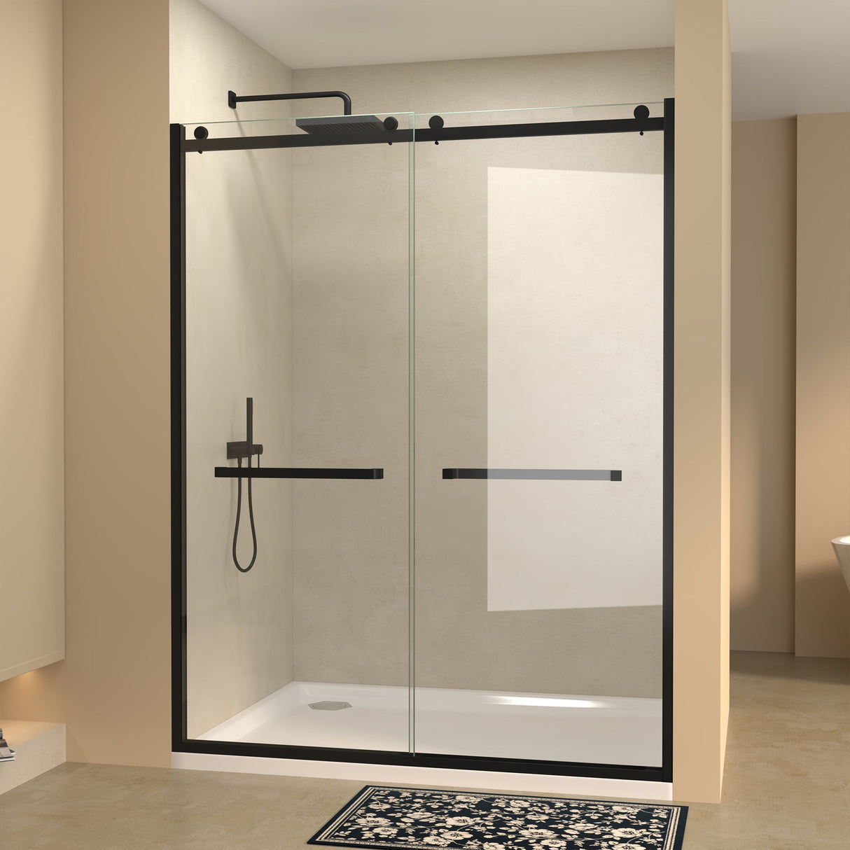 Semi-Frameless Double Sliding Glass Shower Doors