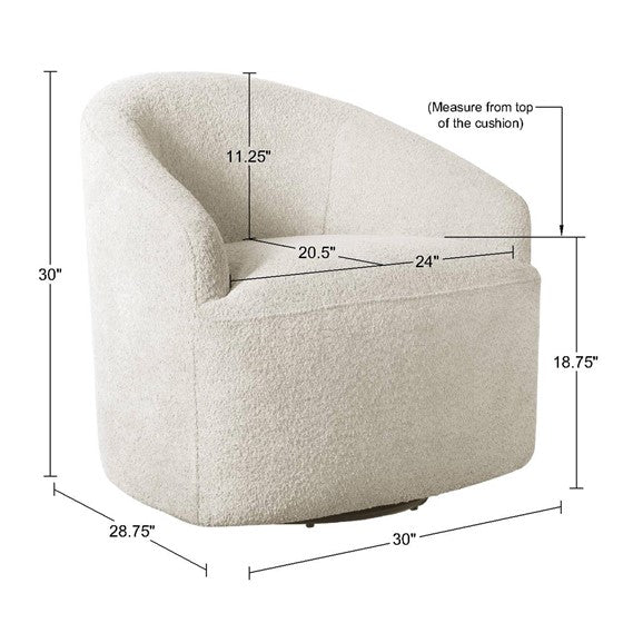 Upholstered Swivel Chair with Sloped Arms and Metal Base