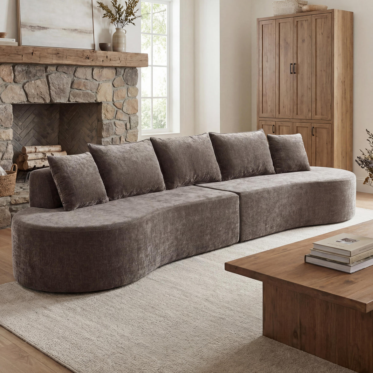 138.6" Modern Curved Modular Sectional Sofa