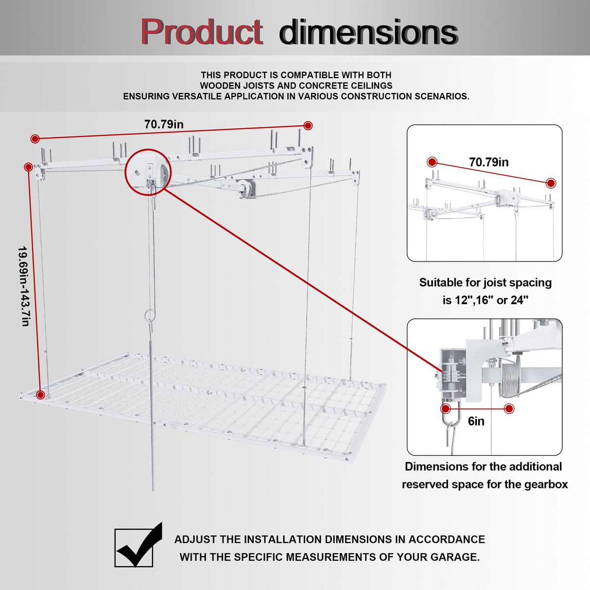 Overhead Garage Storage Rack - 4x8 FT