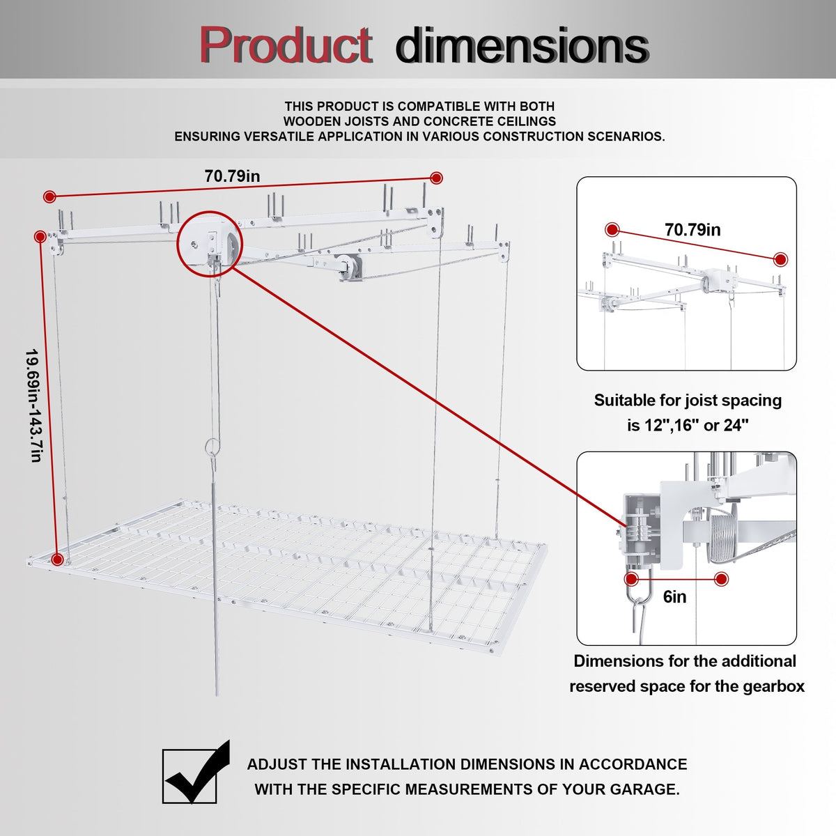 Overhead Garage Storage Rack - 4x8 FT