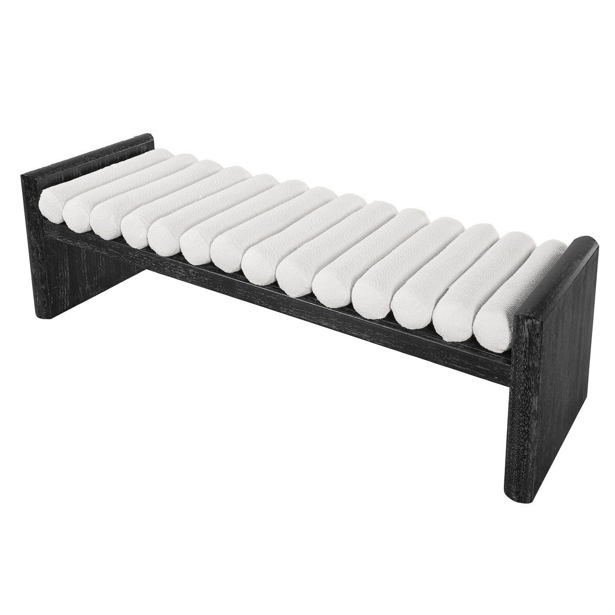 62.8" Modern Chenille Upholstered Bench
