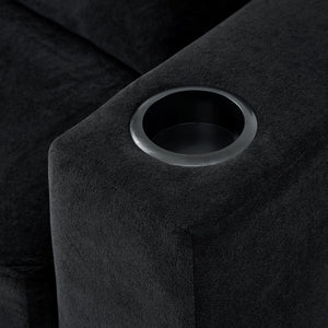 Modern Style Armchair Chaise Lounge Sofa Couch With Movable Storage Ottoman, USB Ports, Cup Holders, Phone Holder, Side Pockets