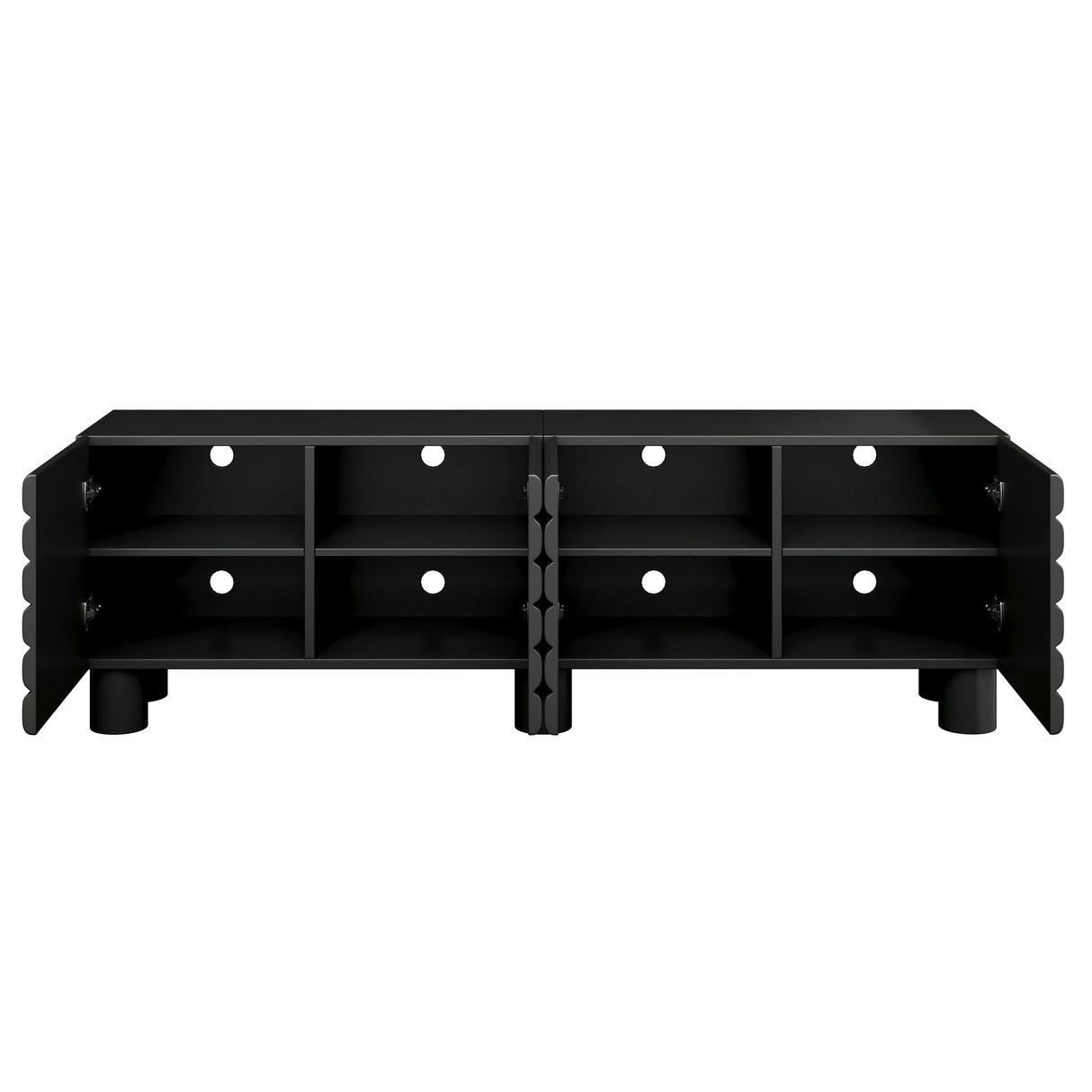 Stylish Thick Wavy Door TV Cabinet with Adjustable Shelves