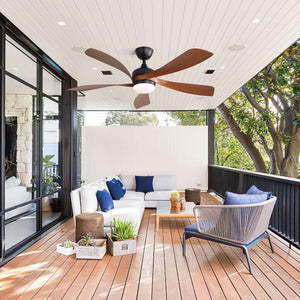45-Inch Ceiling Fan with DC Motor and Integrated Light - Wood Grain