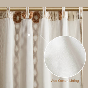 1 PC 50x84' Cotton Printed Window Panel with Chenille Stripe and Lining