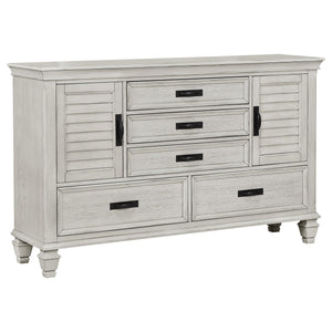 Franco 5-piece Queen Bedroom Set Distressed White