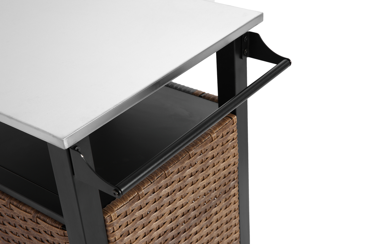 Single Door Outdoor Bar Cart with Stainless Steel Tabletop