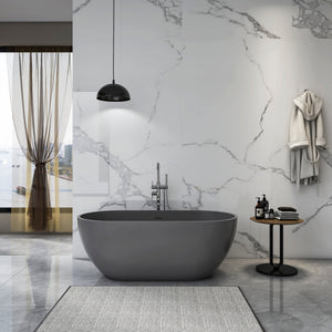 59 Inch Solid Surface Oval Freestanding Bathtub