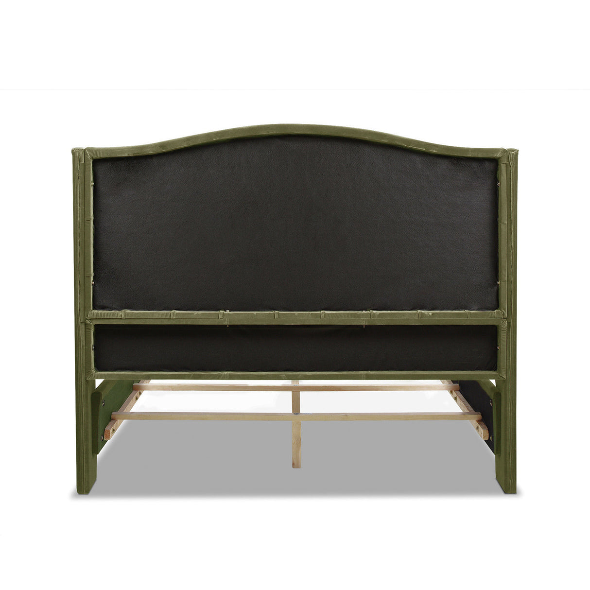 Marcella Upholstered Shelter Headboard Bed Set, Queen, Olive Green Performance Velvet