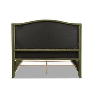 Marcella Upholstered Shelter Headboard Bed Set, Queen, Olive Green Performance Velvet