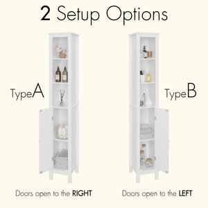 Slim Tall Bathroom Storage Cabinet With Adjustable Shelves, Anti Tip Freestanding Cabinet - White