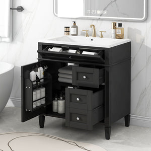 Bathroom Vanity With Top Sink, Storage Cabinet, 2 Drawers, Tip Out Drawer