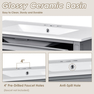 Bathroom Vanity With Top Sink, 2 Drawers And Tip Out Drawer