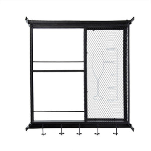 Floating Wine Bar Shelf With Glass Holder And Display Shelves - Black