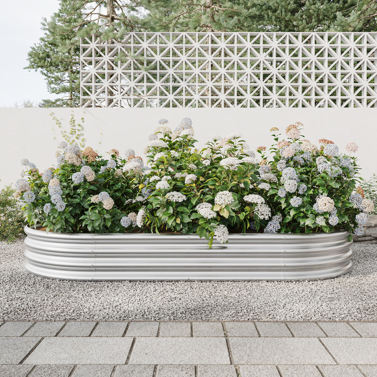 Raised Garden Bed Outdoor Oval Large Metal Raised Planter Bed - Silver