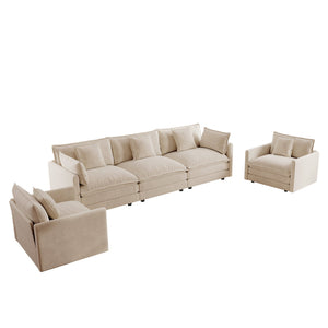 Modern Light Coffee Chenille Sofa Set of 3