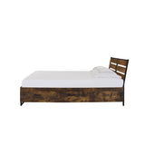 Rustic Oak & Black Finish King Bed with Storage