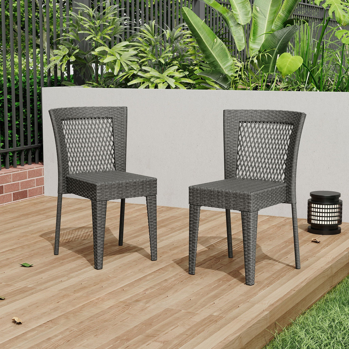 Farley Stacking Sidechair (Set of 2) With Open Backrests - Gray