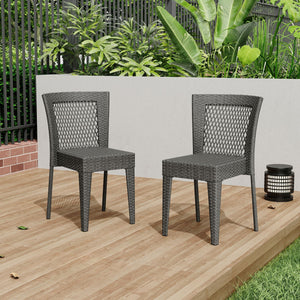Farley Stacking Sidechair (Set of 2) With Open Backrests - Gray