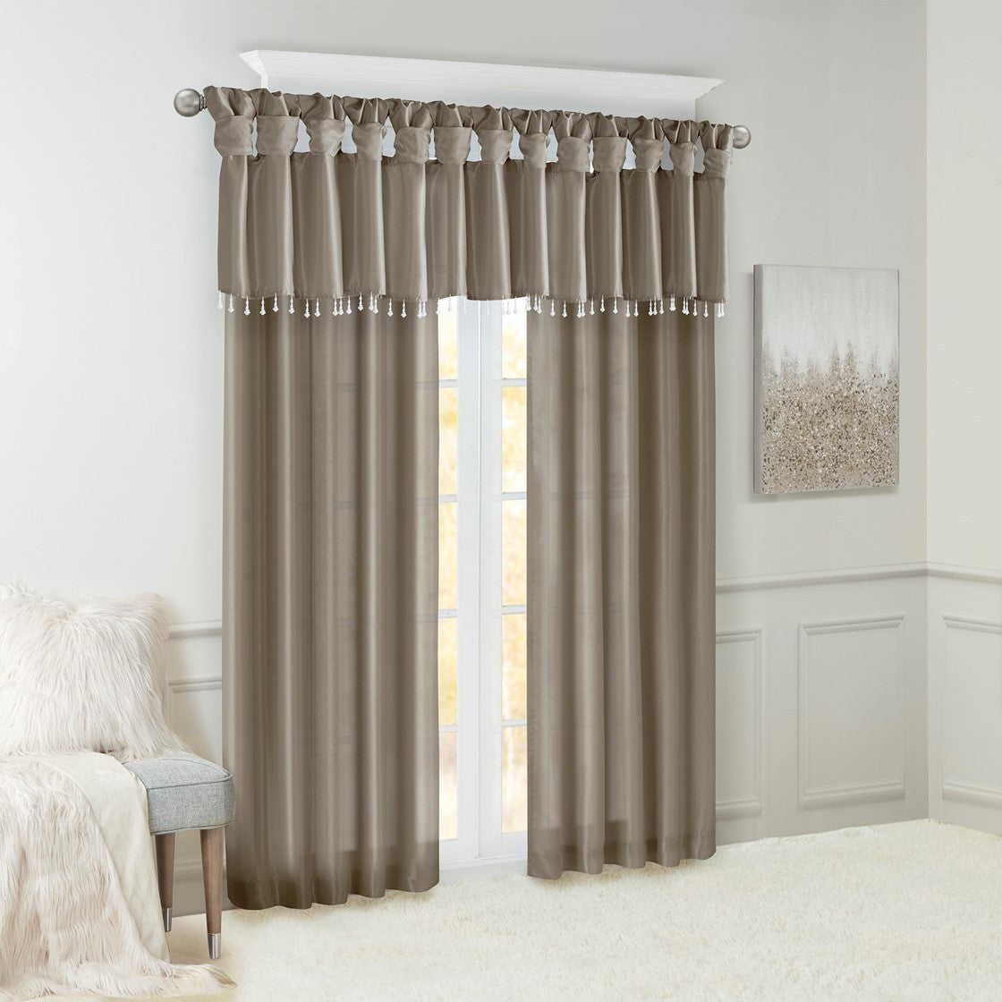 Twist Tab Lined Window Curtain Panel Pewter 50x108"