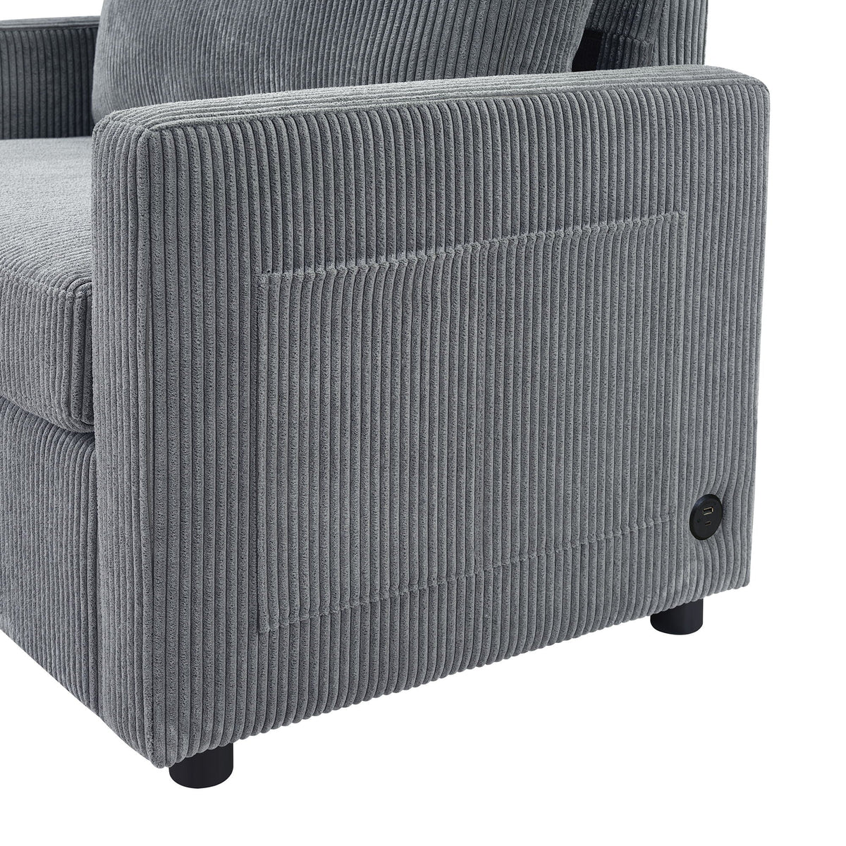 Sleeper Sofa With Foldable Mattress, USB Ports, Side Table & Storage Pocket