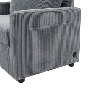 Sleeper Sofa With Foldable Mattress, USB Ports, Side Table & Storage Pocket