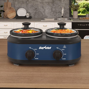 Double Slow Cooker with 2 Removable Pots
