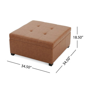 Faux Leather Tufted Storage Ottoman