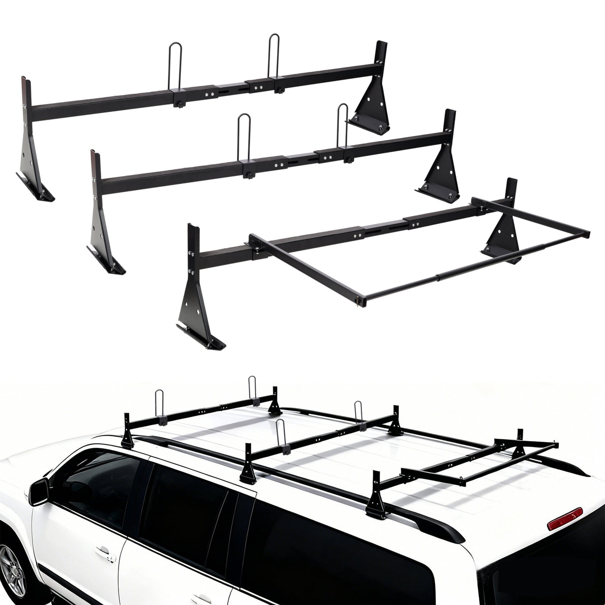 Heavy-Duty Steel Ladder Roof Racks with Rear Roller