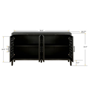 Hollow Four Door Antique Cabinet, American Country Style