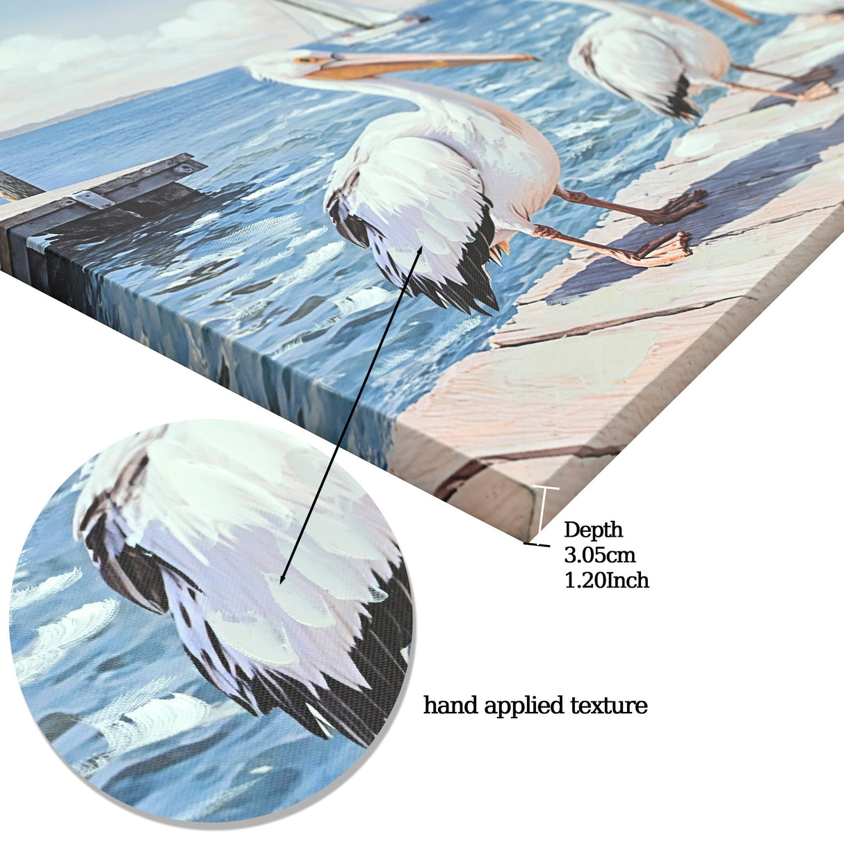 Beach Wall Art - Large Blue Ocean Seagull Canvas