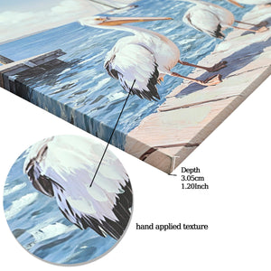Beach Wall Art - Large Blue Ocean Seagull Canvas