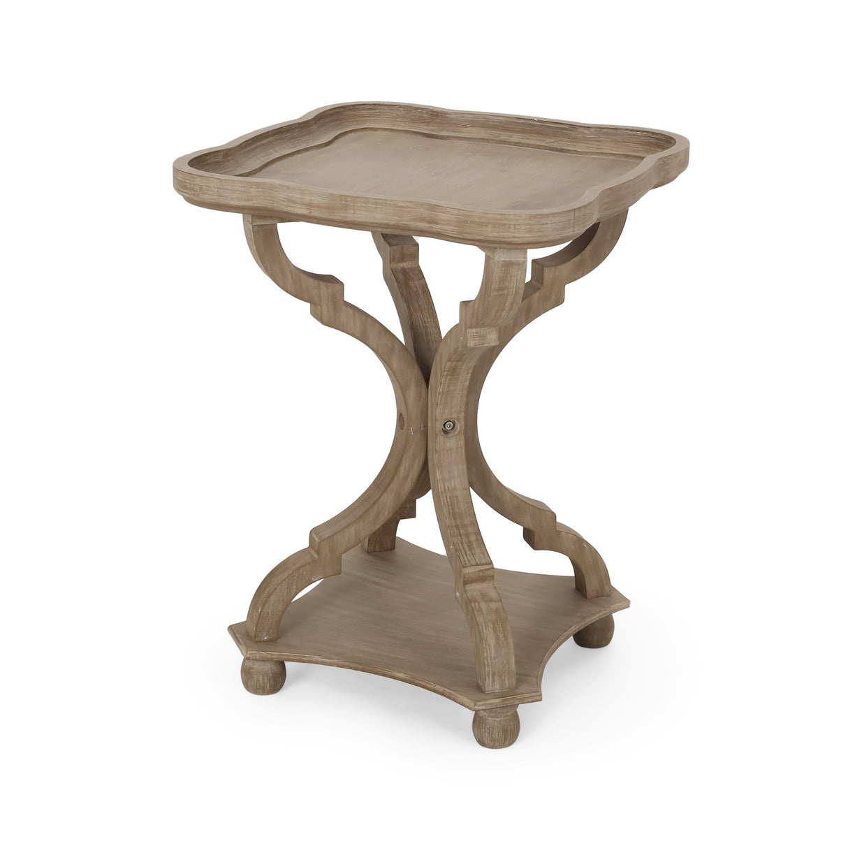 French Country Accent Table with Hourglass Design in Natural MDF