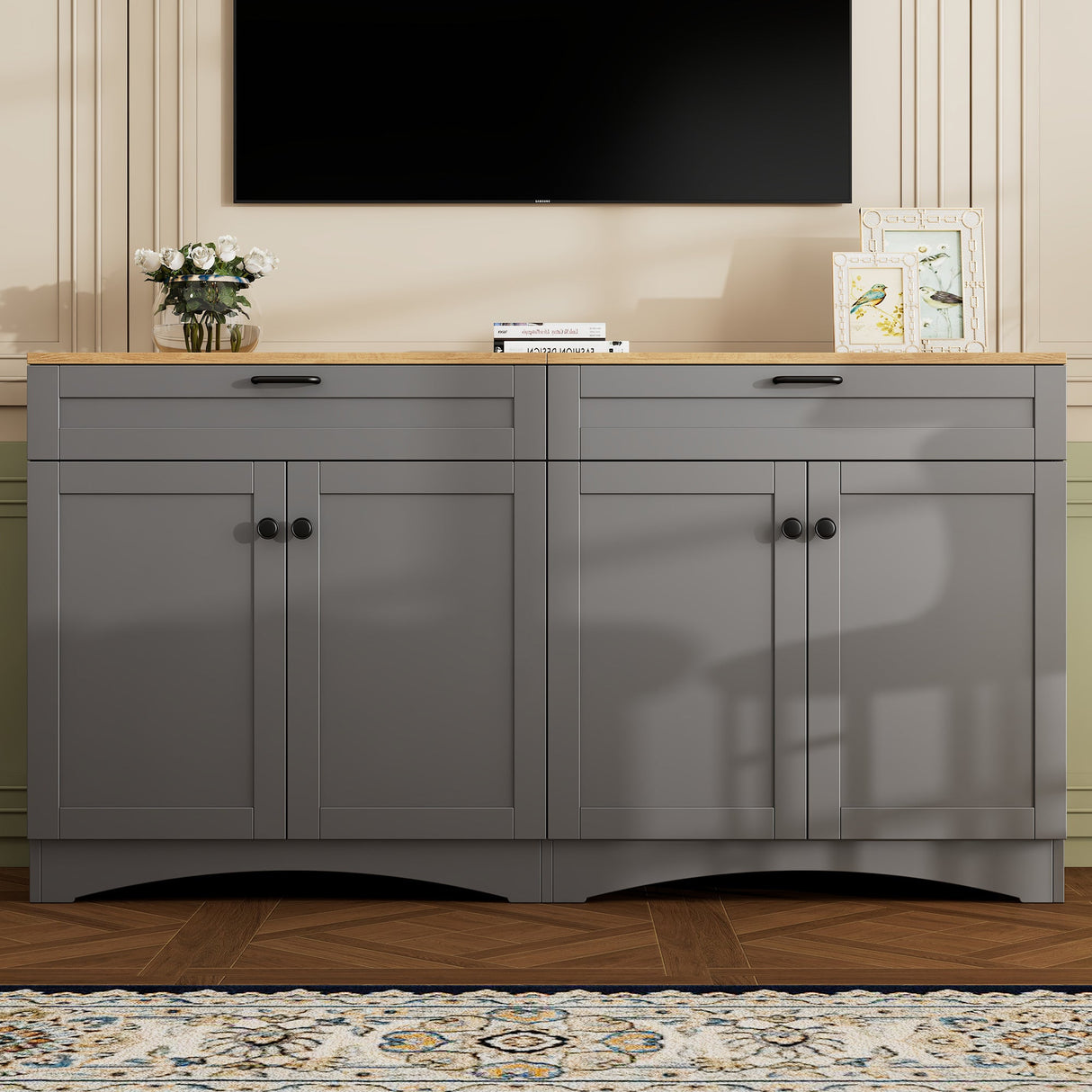 On-Trend Farmhouse TV Stand with 2 Drawers for TVs Up to 70"
