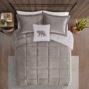 Full/Queen Plush to Sherpa Down Alternative Comforter Set