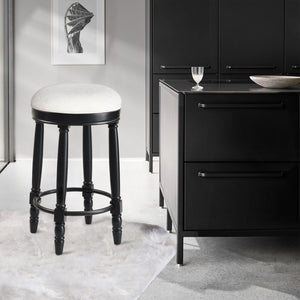 360° Swivel Wooden Barstools With Upholstered Seat, Counter Height (Set of 2)