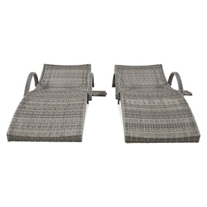 K&K 80'' Outdoor Wicker Chaise Lounge Chairs Set of 2