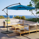 10ft Solar LED Offset Hanging Market Patio Umbrella (Dark Blue) (No Base)