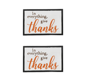 Thanks Wall Sign, Wall Art Decor For Harvest Festival Fall Festival & Thanksgiving Table Decorations (Set of 2) - Black / Orange / White