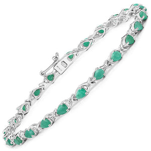 3.08 Carat Genuine Emerald .925 Sterling Silver Bracelet