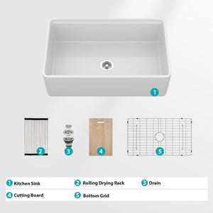 Kitchen Sink Workstation, Single Bowl - White