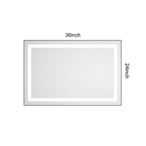 36" x 24" LED Bathroom Mirror with Front and Backlight