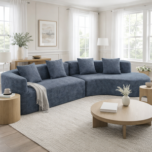 U_Style 132" Modern Sectional Sofa with Curved Design