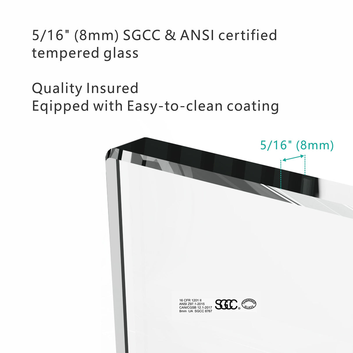 S-RM6076TB 56-60"W x 76"H Sliding Shower Door, 8mm Frameless Glass Shower Door with Matte