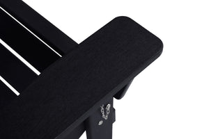 Folding Adirondack Chair with Side Table, 3-Piece Adirondack Chair Set with Wood Texture, Black(includes 2 Chairs and 1 Table)